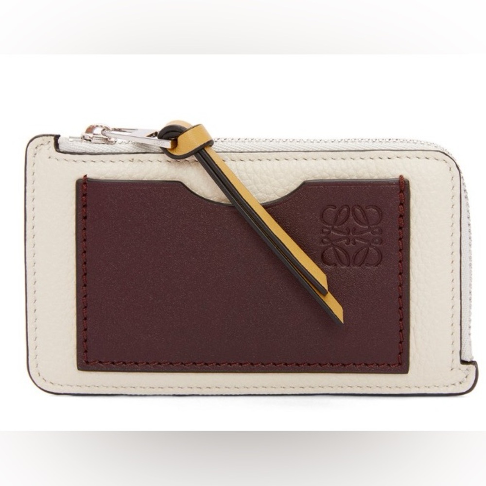 Loewe two-tone Card Holder Sea Salt/Dark Burgundy/Sahara